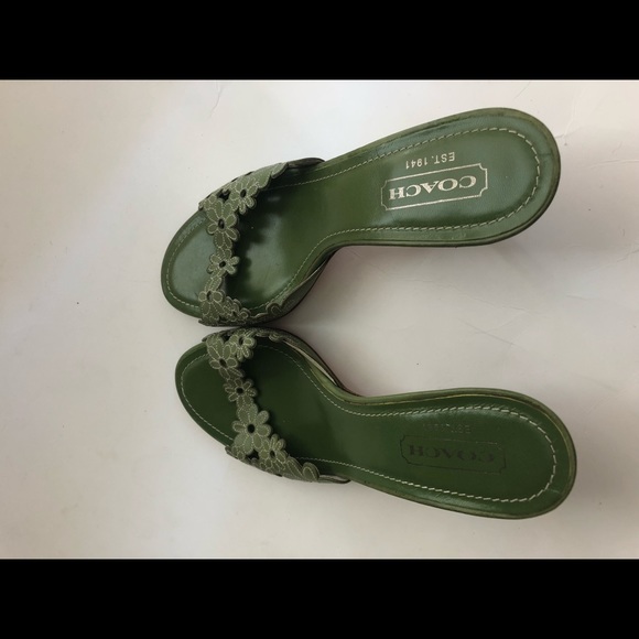 Coach Shoes | Coach Green Flower Slides | Poshmark